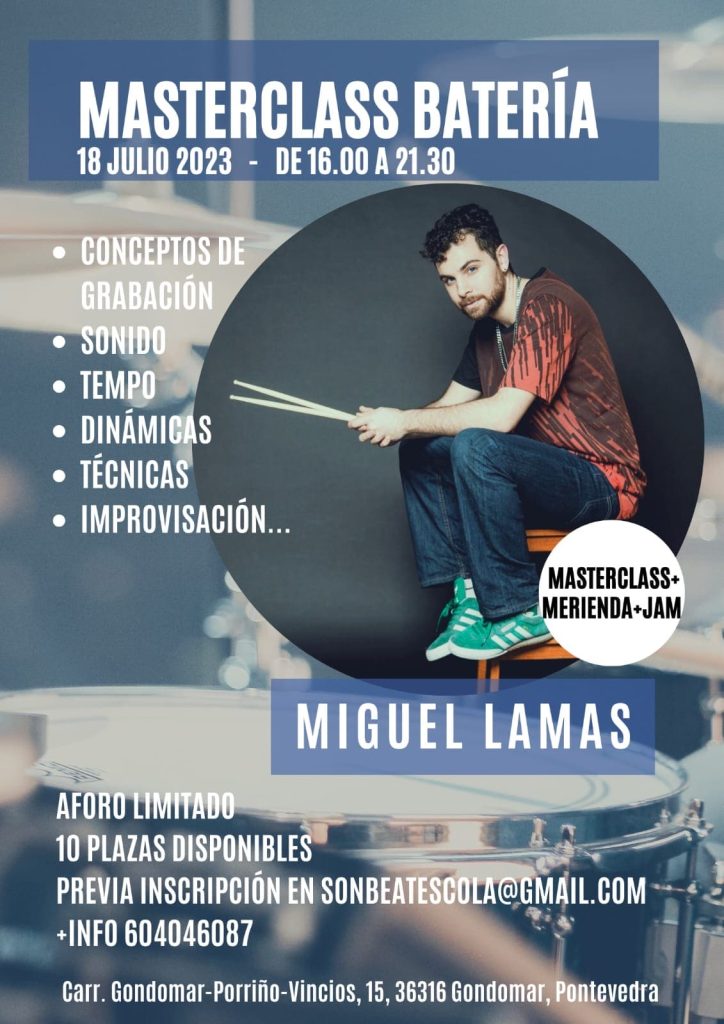 Cartel Masterclass Miguel Lamas - Sonbeat Escola de Música